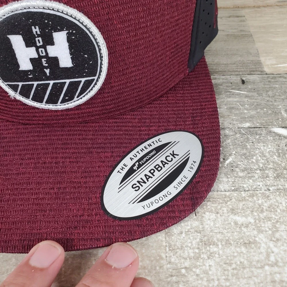 Hooey Mens Patch Logo Adjustable Snapback Hat Maroon Black